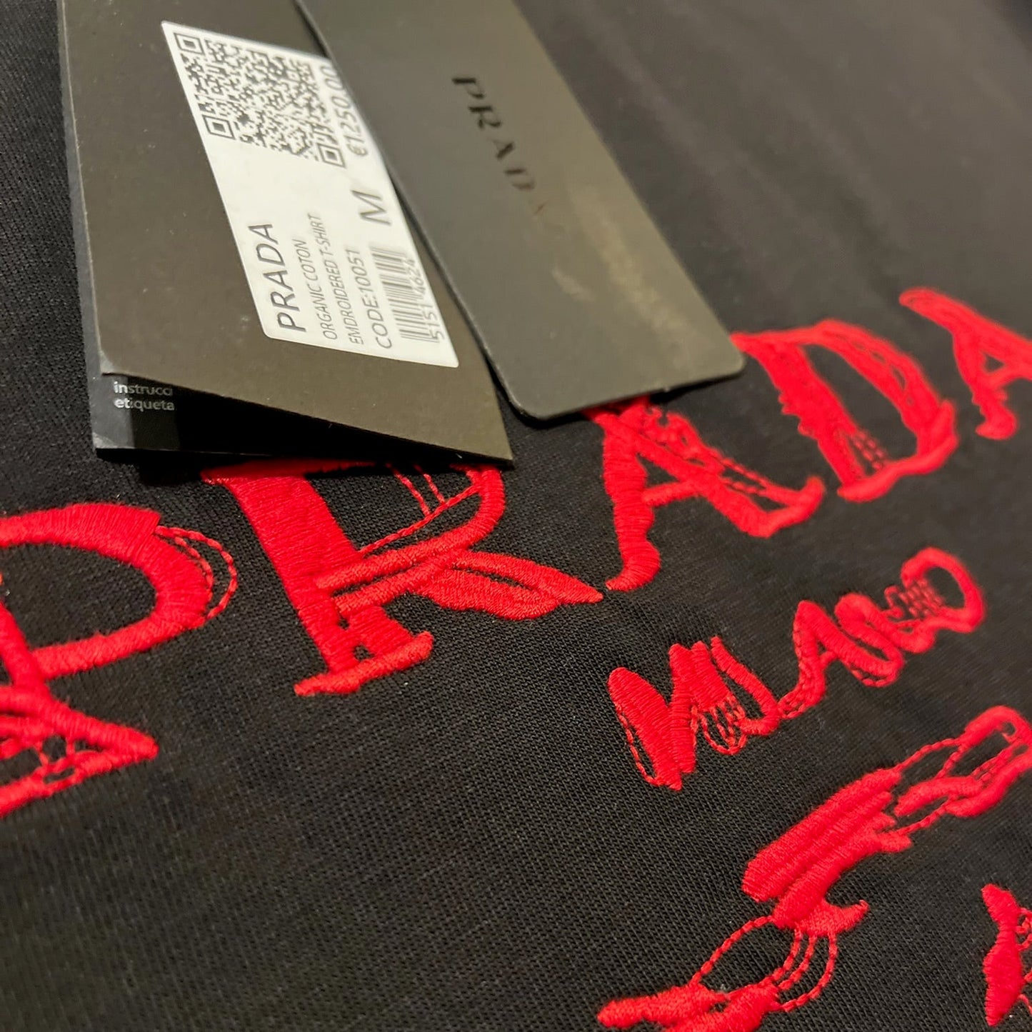 PRADA Geborduurd T-shirt Zwart