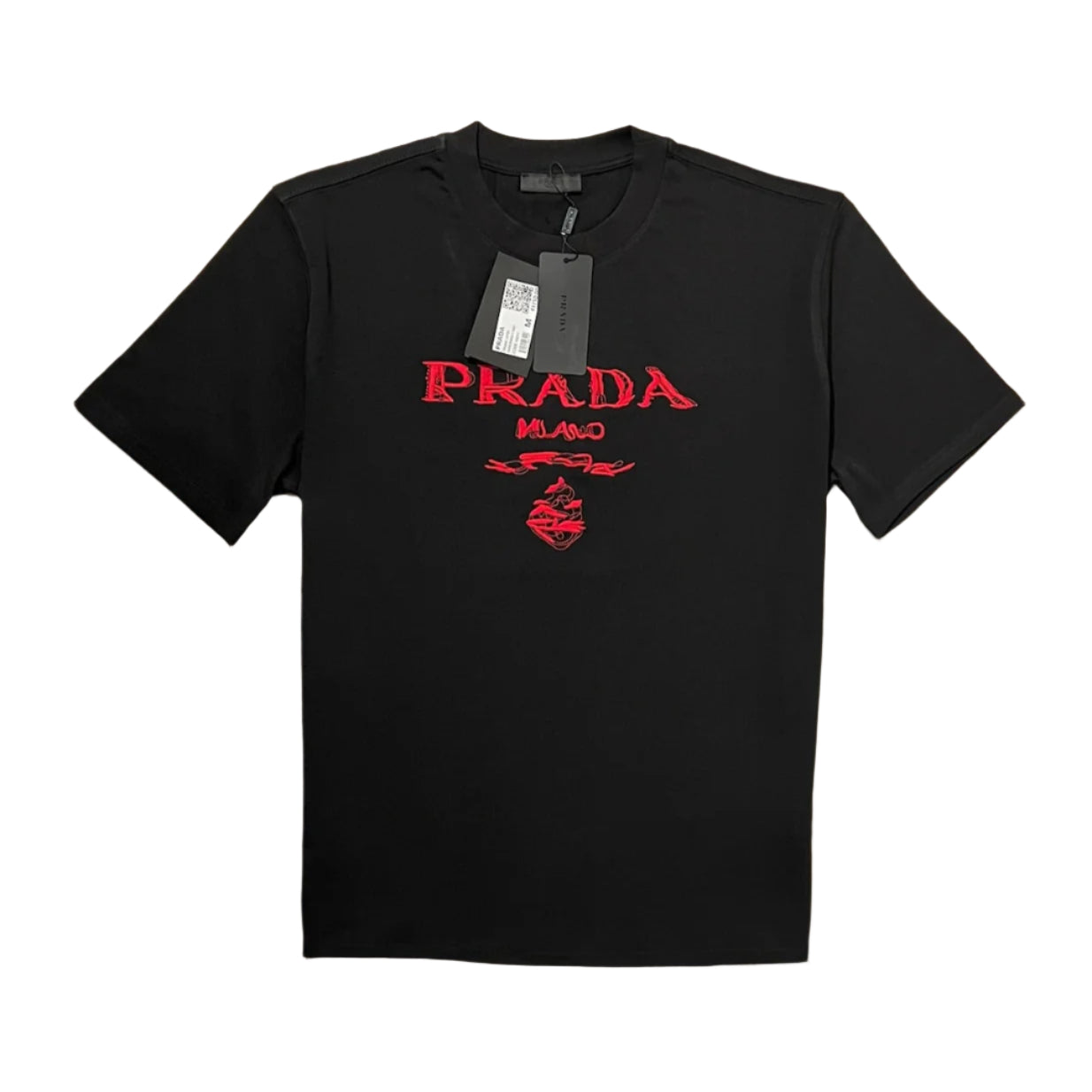 PRADA Geborduurd T-shirt Zwart